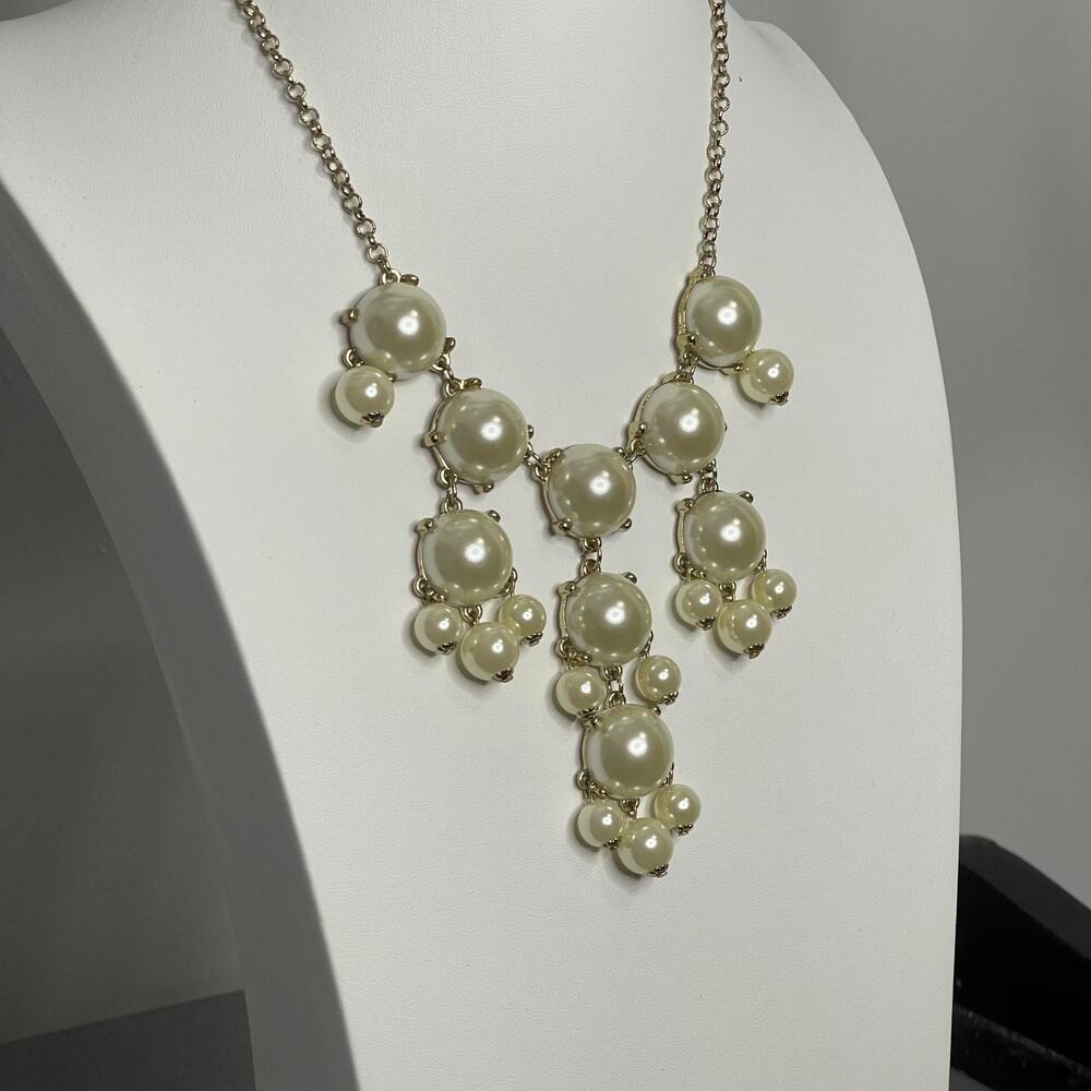 Ann Taylor Loft pearl necklace costume signed jewelry gold tone faux pearl